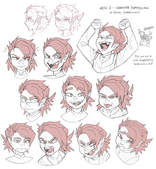 Character Expression Sheet Practice. Original Character.